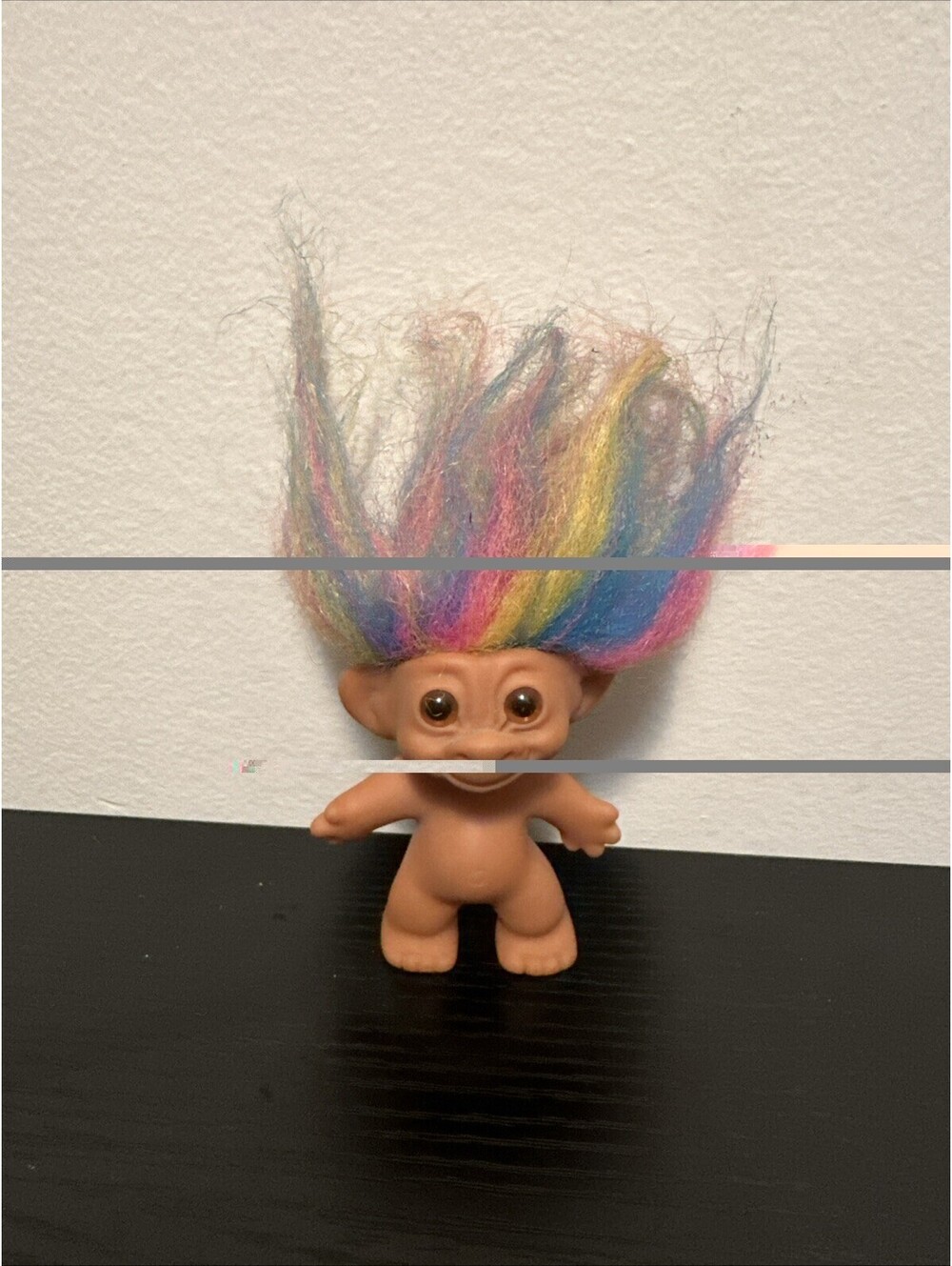 Vintage  3" RUSS Troll Doll Rainbow Colored Hair